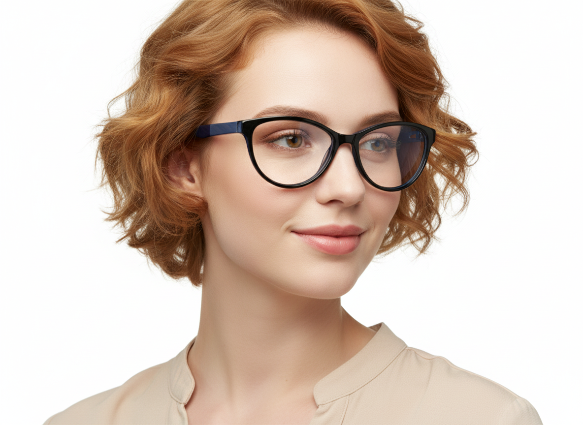 EYRUS 3332 Black and Dark Blue Cat-Eye Women's Plastic Frame (48-18-140)