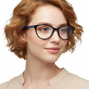 EYRUS 3332 Black and Dark Blue Cat-Eye Women's Plastic Frame (48-18-140)