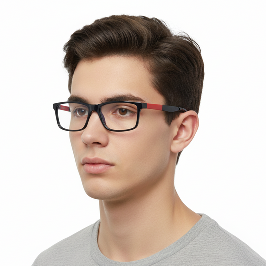 EYRUS 3325 Black & Red Rectangular Two-Tone Plastic Frame (3325 50-18-140 w-135)