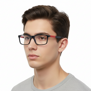 EYRUS 3325 Black & Red Rectangular Two-Tone Plastic Frame (3325 50-18-140 w-135)