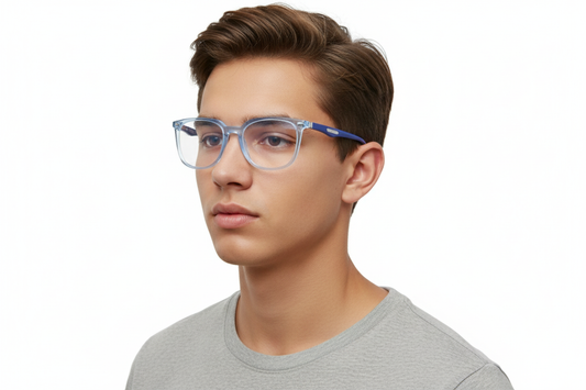 EYERUS 9982 Transparent Blue Square Panto Men's Frame (52-18-140)