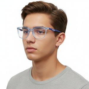EYERUS 9982 Transparent Blue Square Panto Men's Frame (52-18-140)
