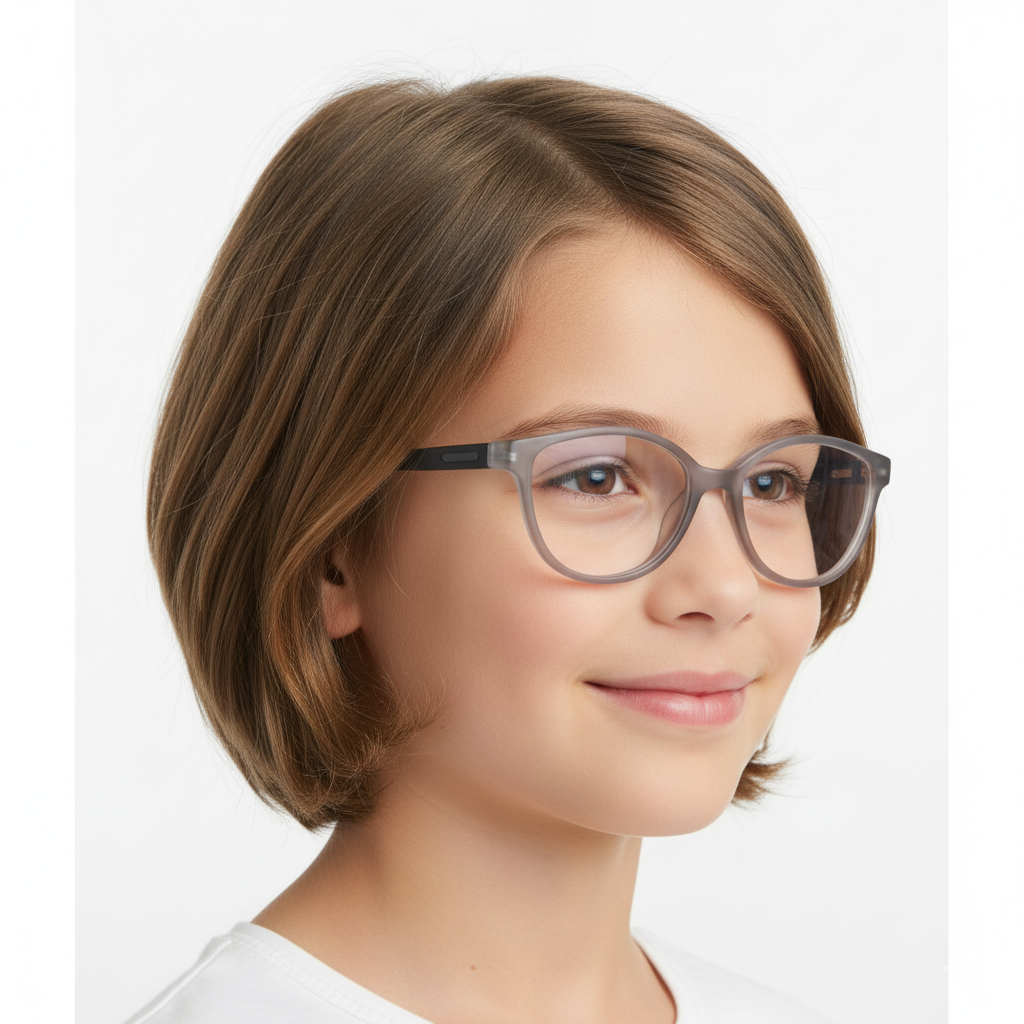 EYRUS KIDS 17003 Matte Brown Cat-Eye Petite Plastic Frame (46-18-130, w-122, h-39)