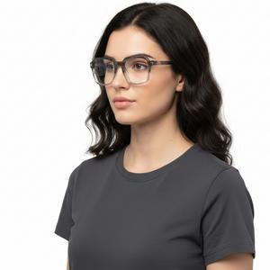 Scott 682A Transparent Grey / Silver & Grey Square Full-Rim Acetate Unisex Frame (52-20-145)