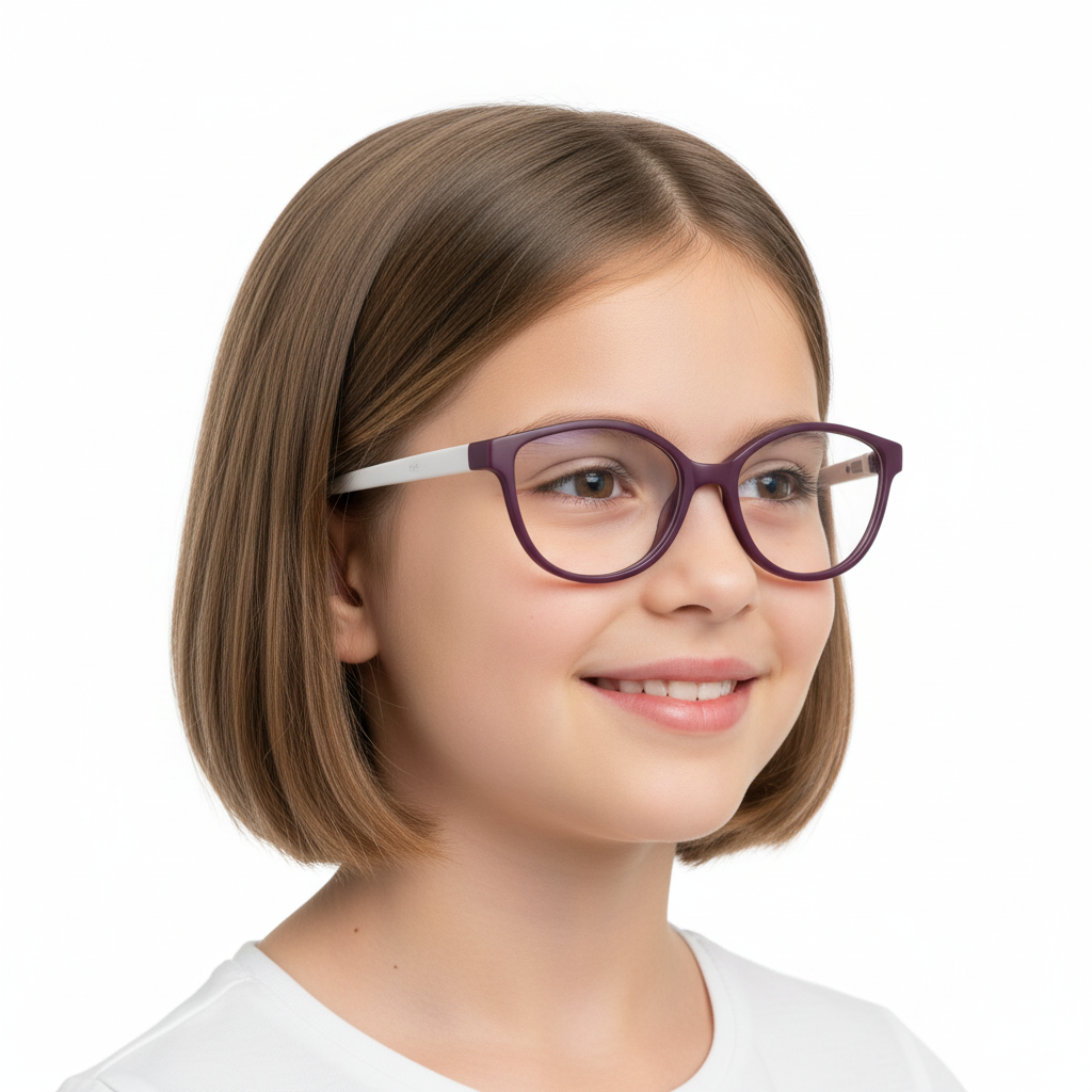 EYRUS KIDS 17003 Matte Brown Cat-Eye Petite Plastic Frame (46-18-130, w-122, h-39)
