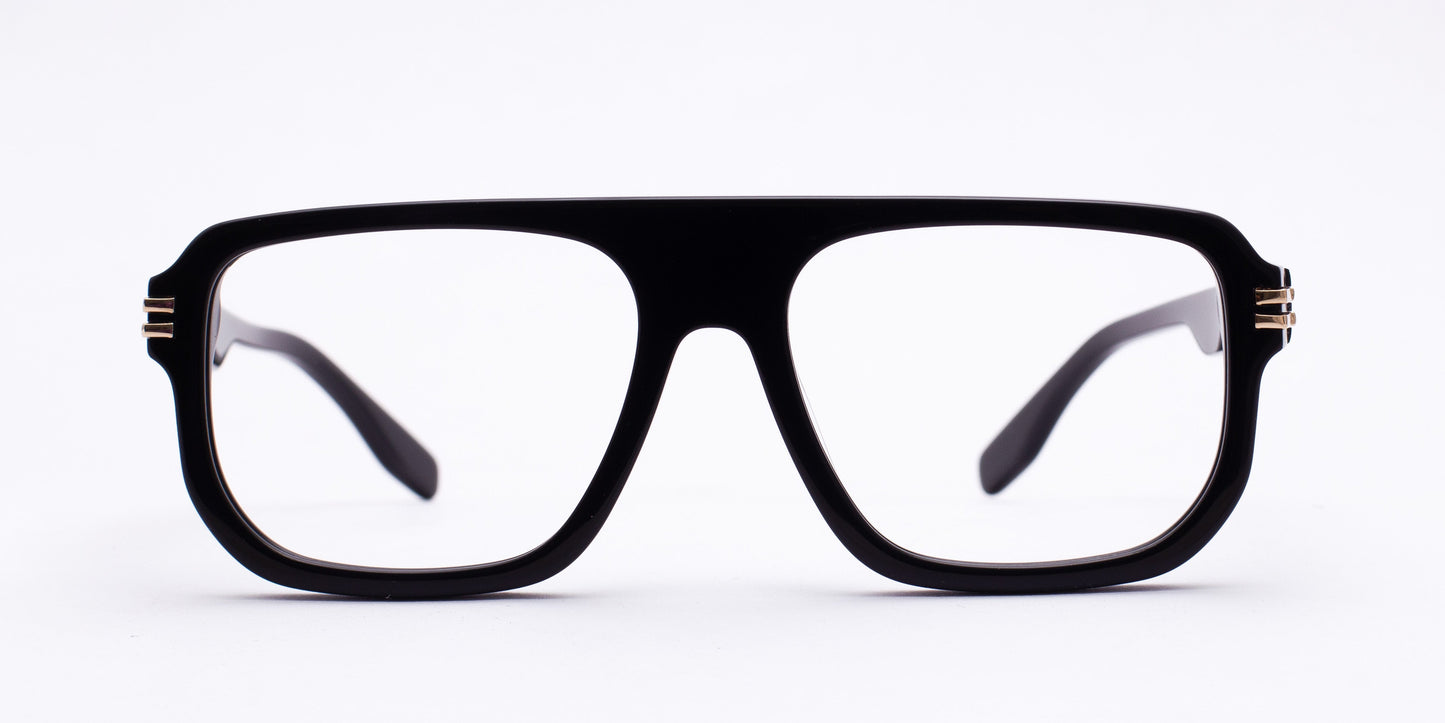 Scott 9032 Black & Gold Square Full-Rim Acetate Unisex Frame (55-18-145)