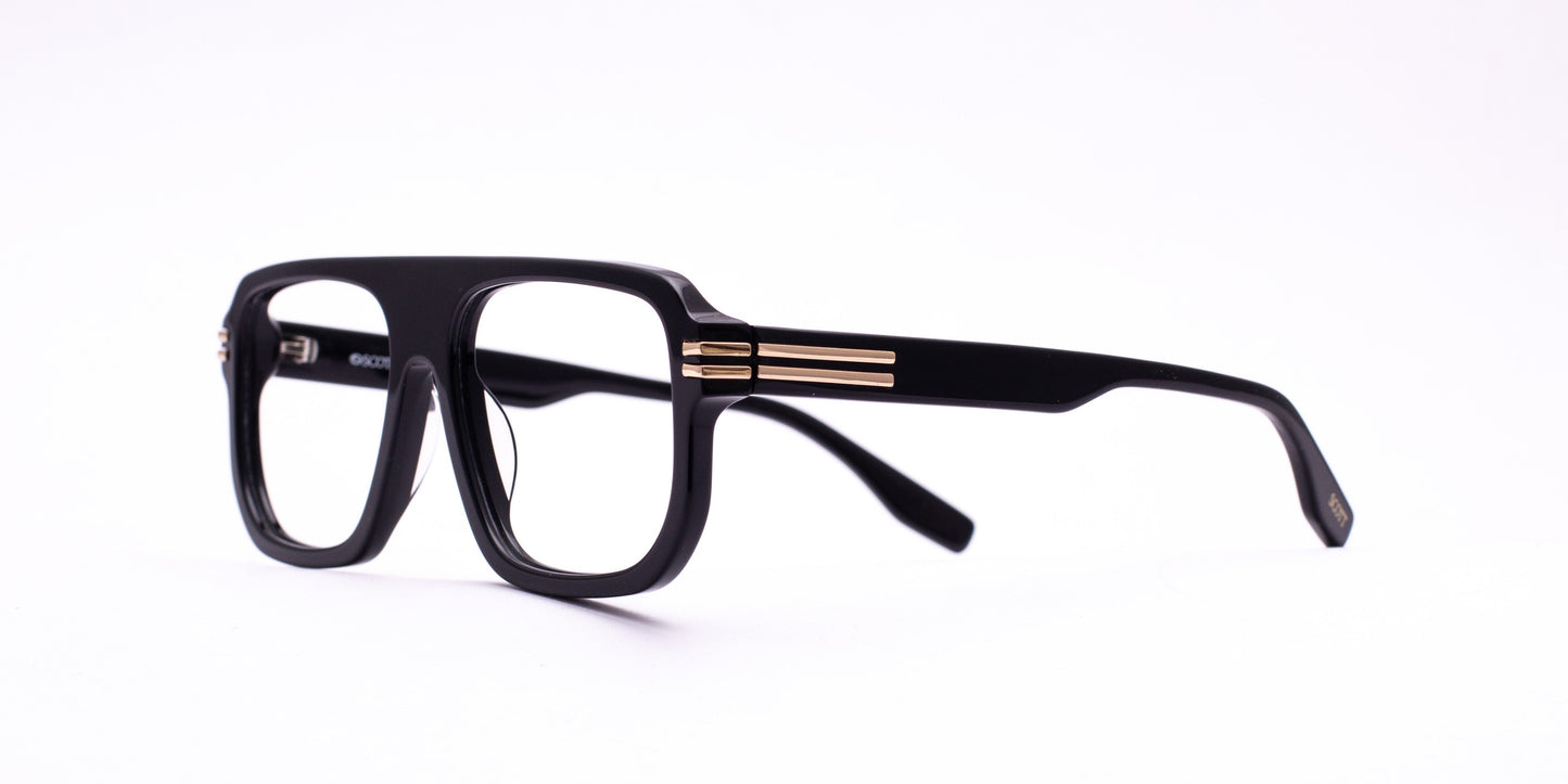 Scott 9032 Black & Gold Square Full-Rim Acetate Unisex Frame (55-18-145)