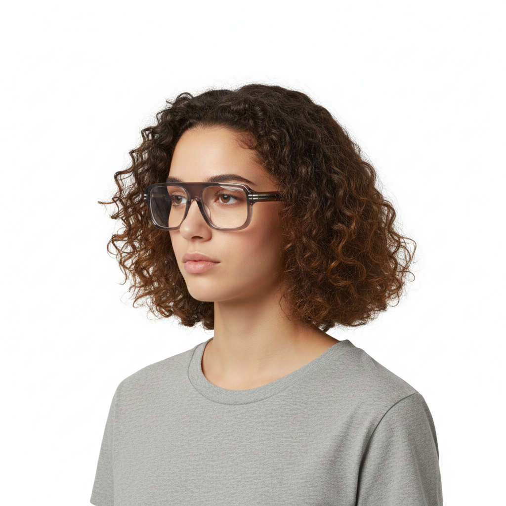 Scott 9032 Transparent Grey Square Full-Rim Acetate Unisex Frame (55-18-145)