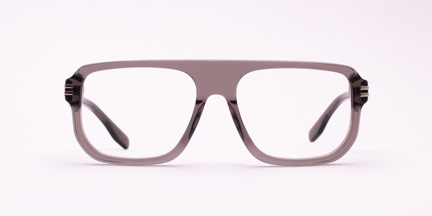 Scott 9032 Transparent Grey Square Full-Rim Acetate Unisex Frame (55-18-145)