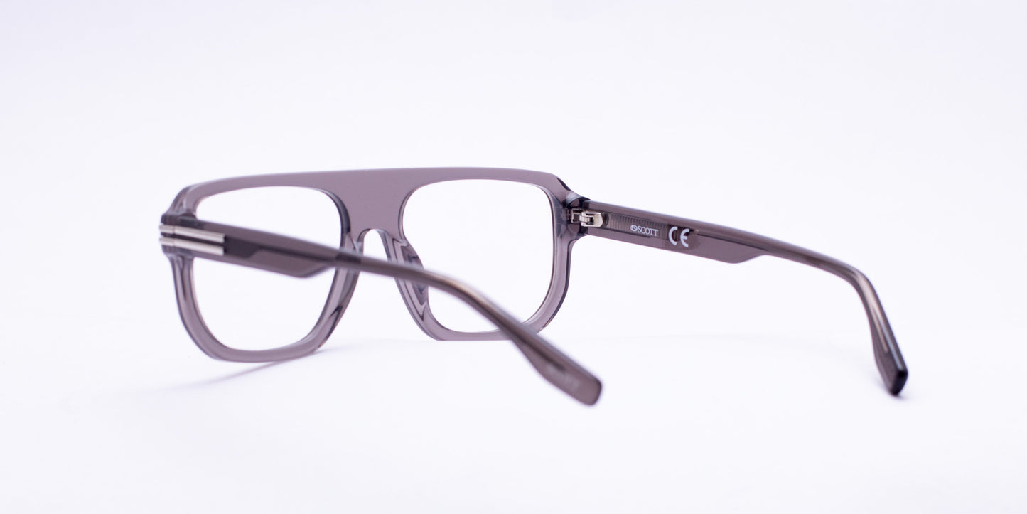 Scott 9032 Transparent Grey Square Full-Rim Acetate Unisex Frame (55-18-145)