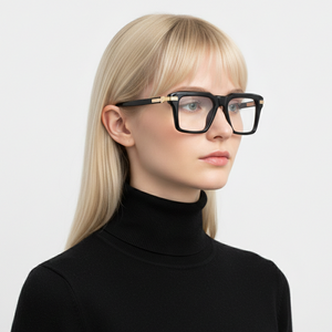 Scott HECTOR Black & Gold Square Full-Rim Acetate Unisex Frame (52-20-145)