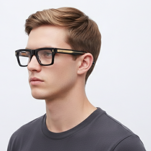 Scott MYSTIQUE Black & Gold Square Full-Rim Acetate Unisex Frame (54-21-145)