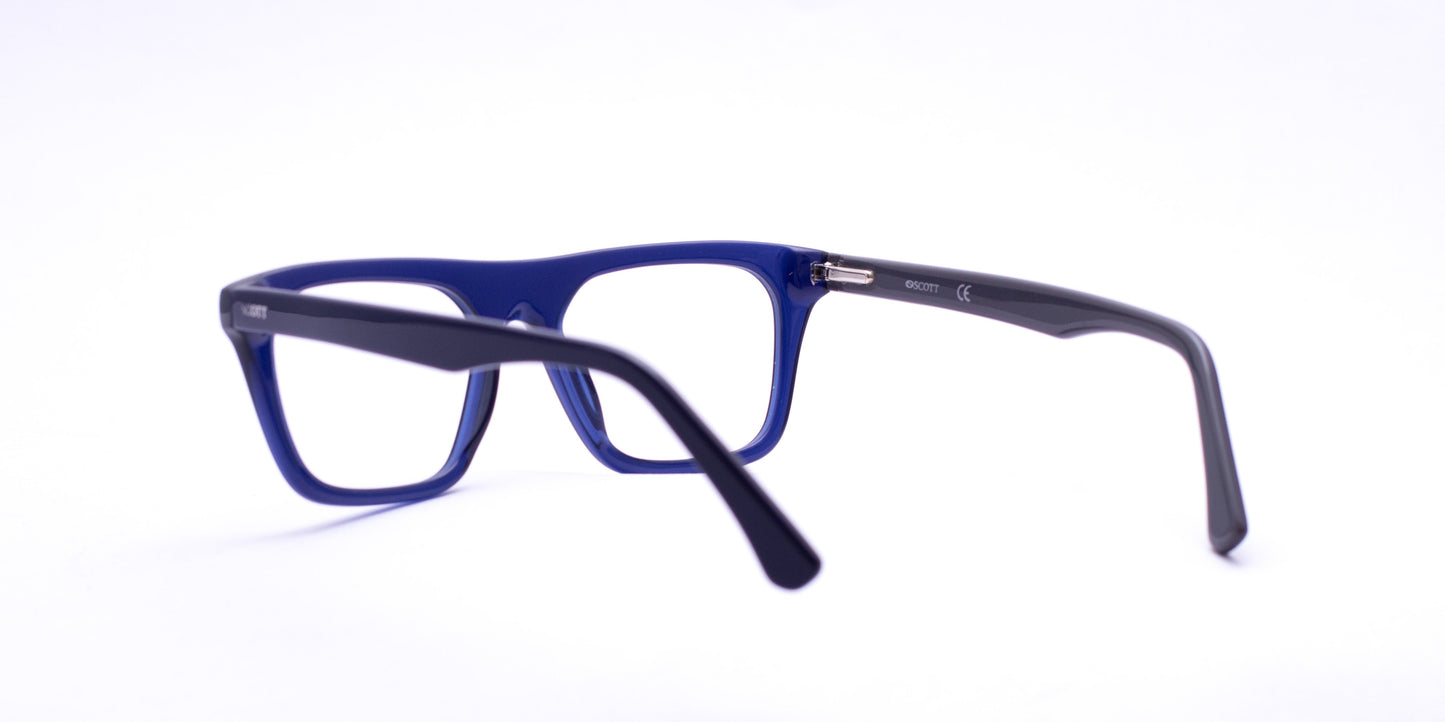 Scott 7045 Blue / Blue & Grey Square Full-Rim Acetate Unisex Frame (53-18-145)
