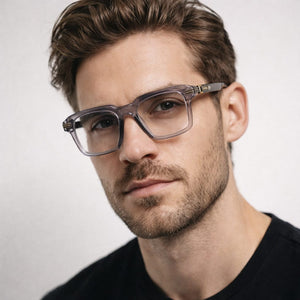 Scott HECTOR Transparent Grey / Gold & Grey Square Full-Rim Acetate Unisex Frame (52-20-145)