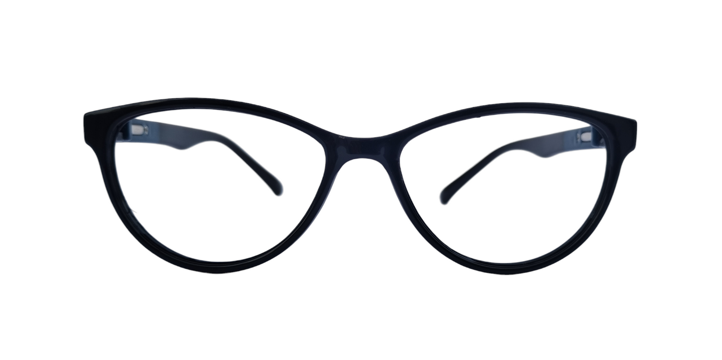 EYRUS 3332 Black and Dark Blue Cat-Eye Women's Plastic Frame (48-18-140)