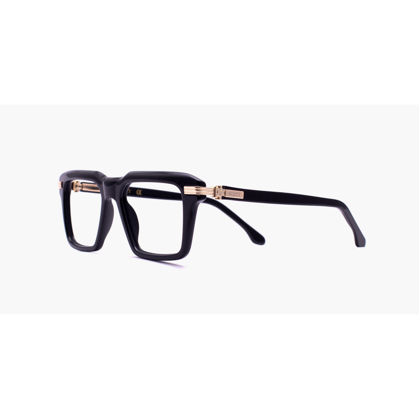 Scott HECTOR Black & Gold Square Full-Rim Acetate Unisex Frame (52-20-145)